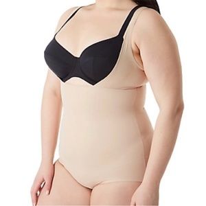 MIRACLESUIT Cross Control Body Briefer Bodysuit Shapewear Tummy Control Tan Nude